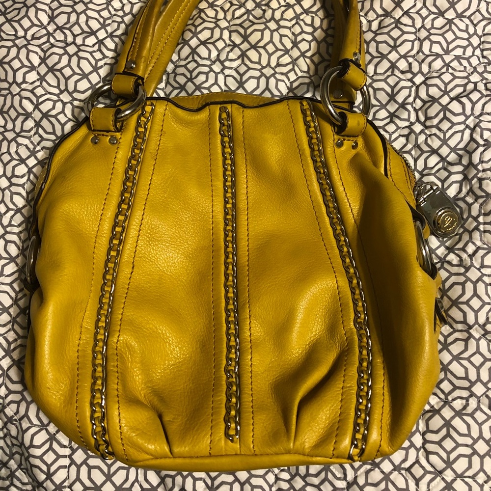 B Makowsky Yellow Chain Handbag